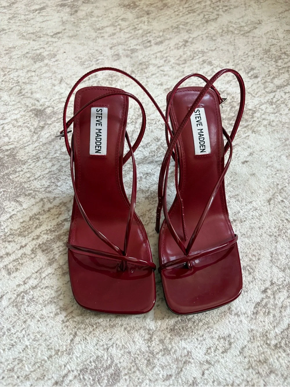 Steve Madden Red Strappy Square-Toe Heels